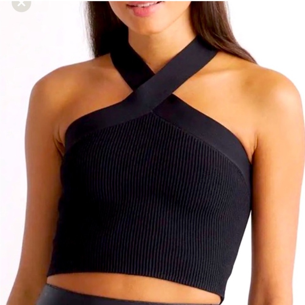 Abercrombie Ottoman Rib Twist Tank, size M, black